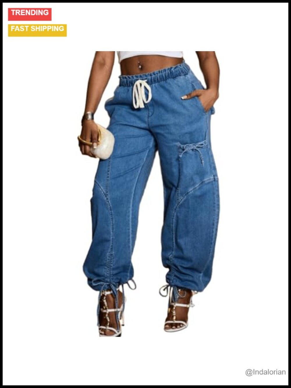 Wide Leg Baggy Jeans Plus Size High Waisted Elastic Denim Pants with Pockets